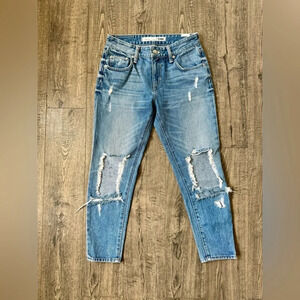 Lovers + Friends Ezra Slim Boyfriend Distressed Denim
